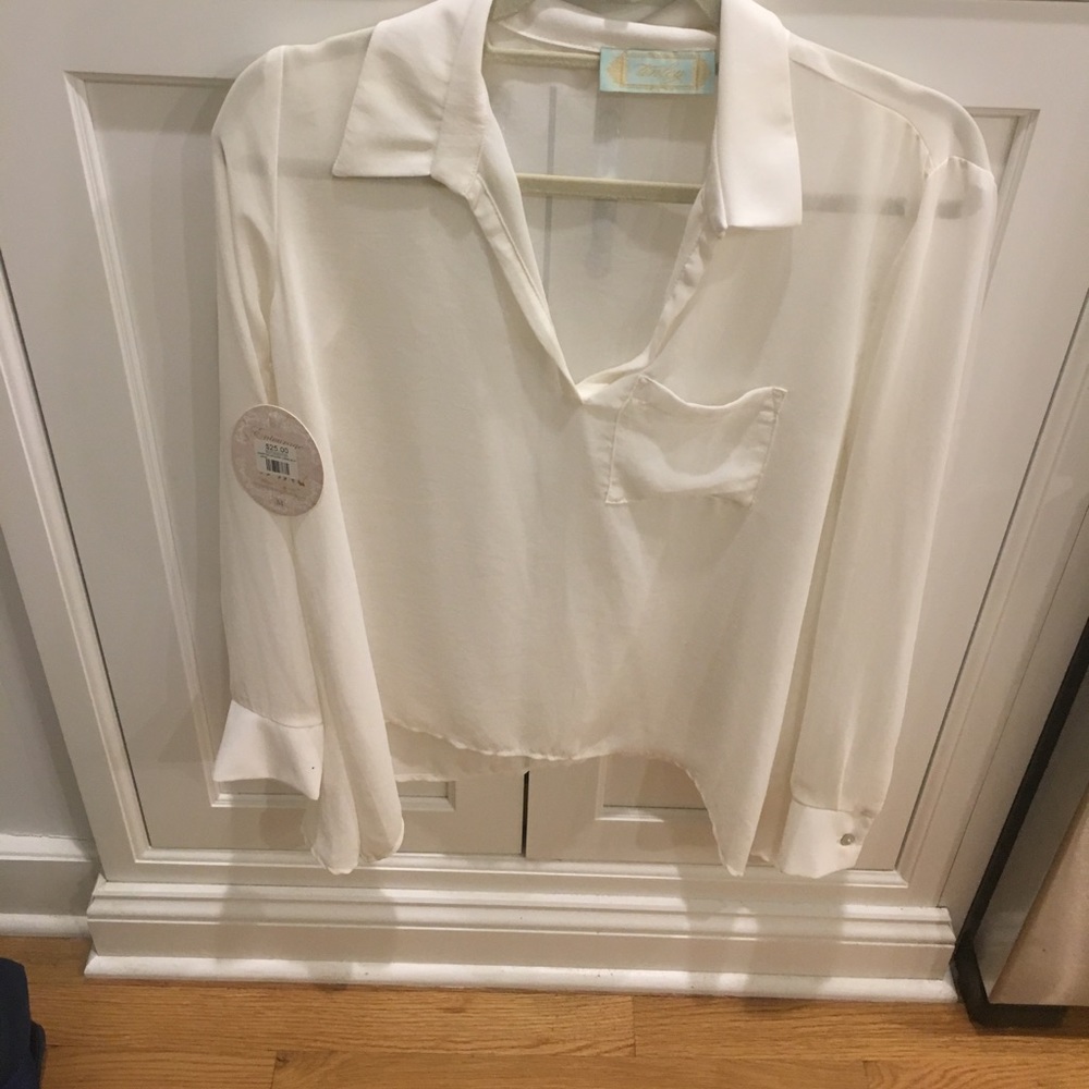 Sheer voile blouse with pocket detail
